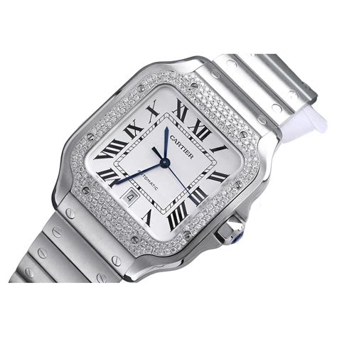 cartier watch diamond mens|cartier watch with diamond bezel.